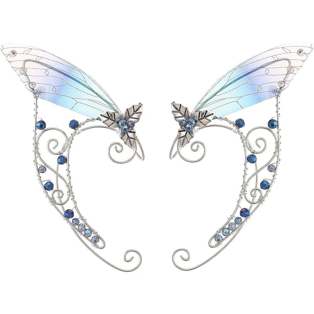 Fairy Dragonfly Ear Cuffs Handmade Elf Wrap Around Clip On for Women